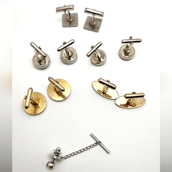 🟢3/$19🟢 Mixed Cufflinks Lot with Pearl Tie Tack Vintage Formal - Picture 4 of 5